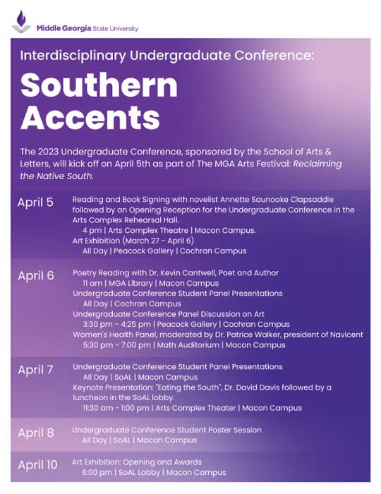Undergraduate conference flyer for spring 2023. 